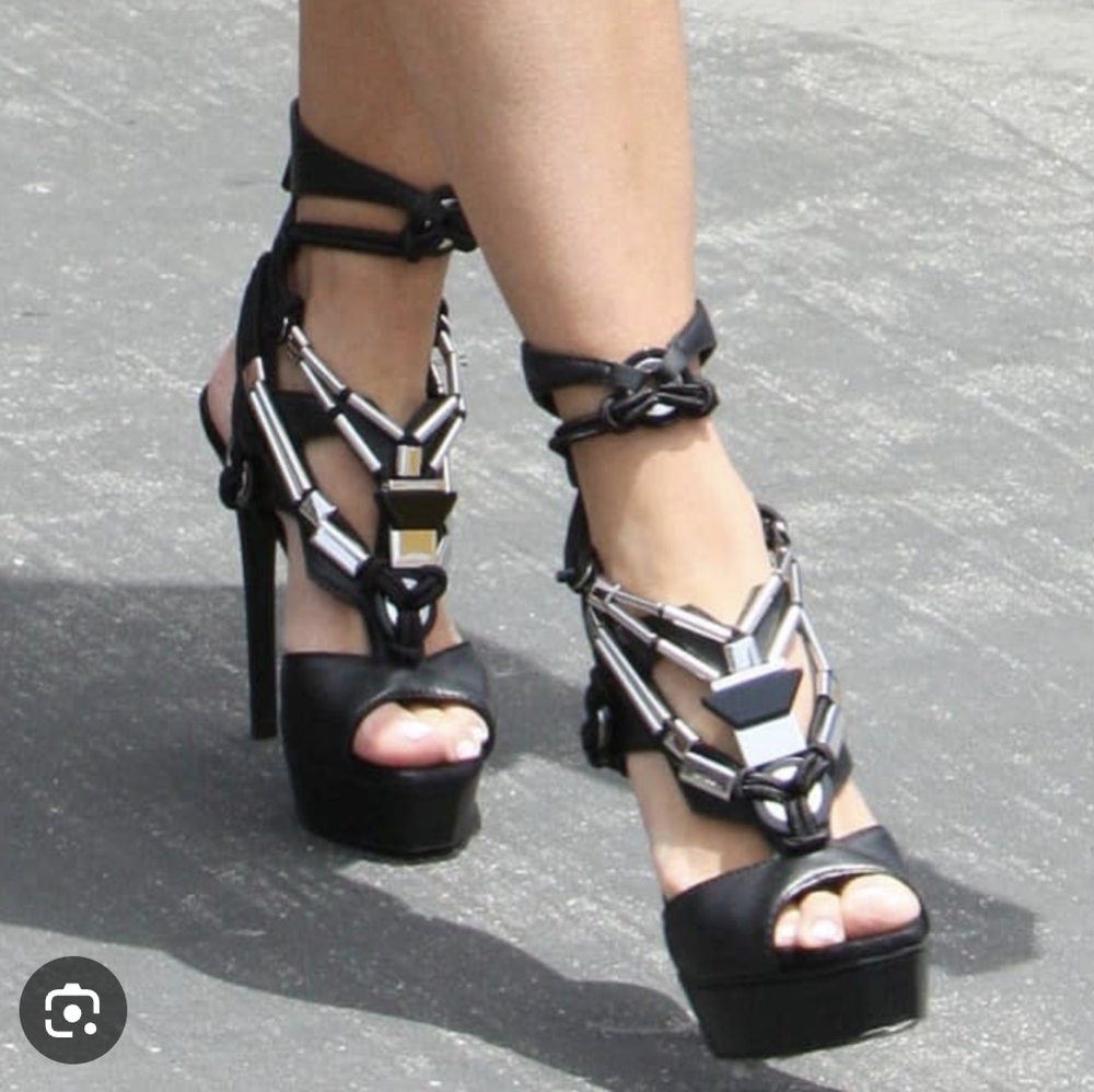Spaziomoda Black Ankle Strap Heel Sandal Made In Italy 37